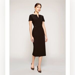 Preston & York Classic Black Midi Cocktail Sheath Dress